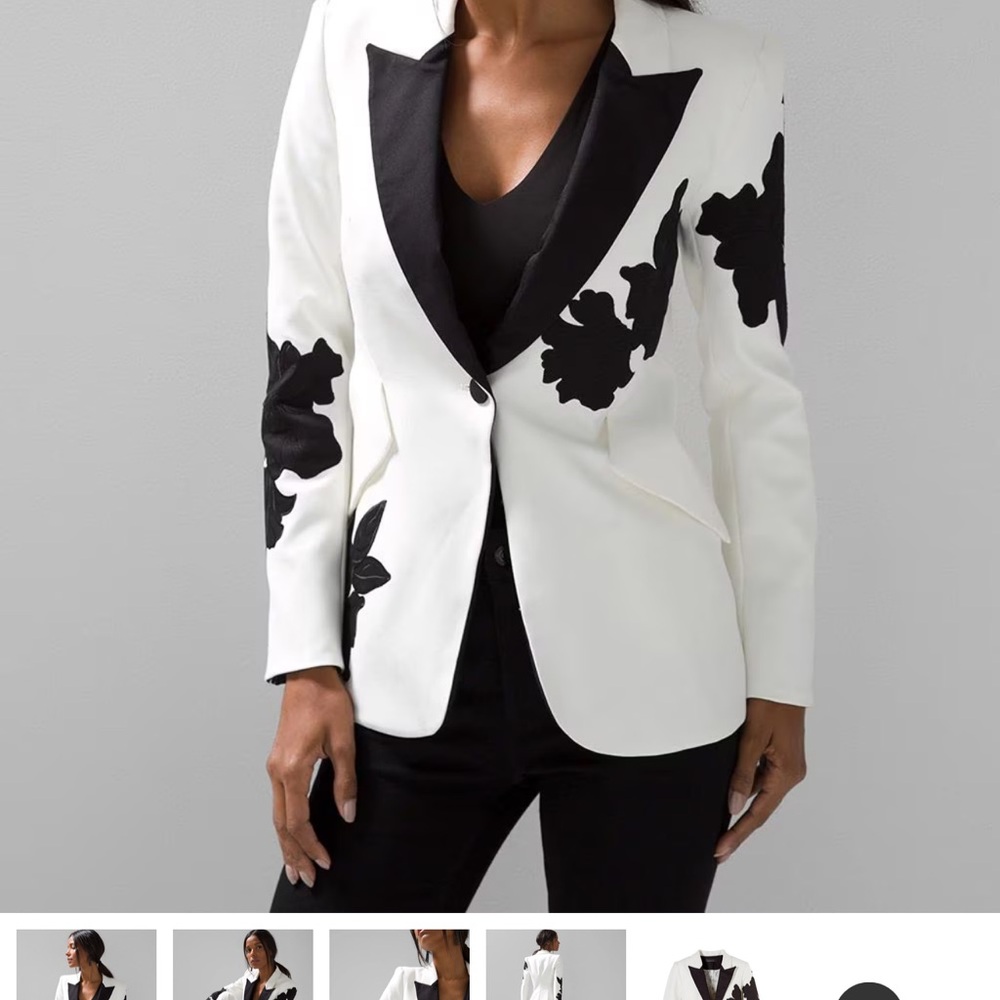 WHITE HOUSE BLACK MARKET tuxedo editor applique blazer 0